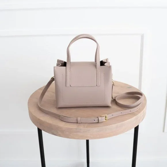 😍 Stella Mini Satchel Bag - Genuine Leather - Pale Rose - Picture 9 of 14